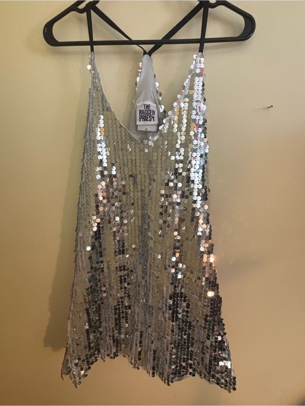 The Ragged Priest Silver and red Sequin Slip Top/ mini dress